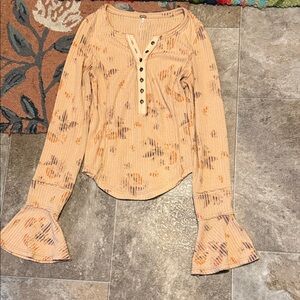 Free People Layer Me Henley- Just Peachy Combo